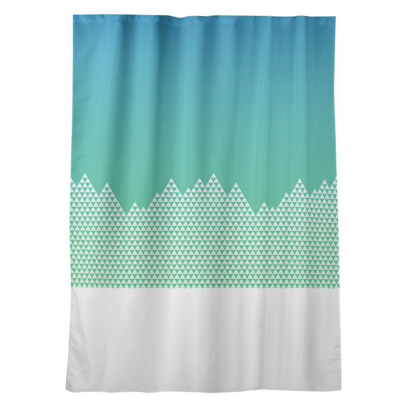Panneau de rideau simple occultant et isolant avec passe-tringle mountain window Avicia, Bleu / vert