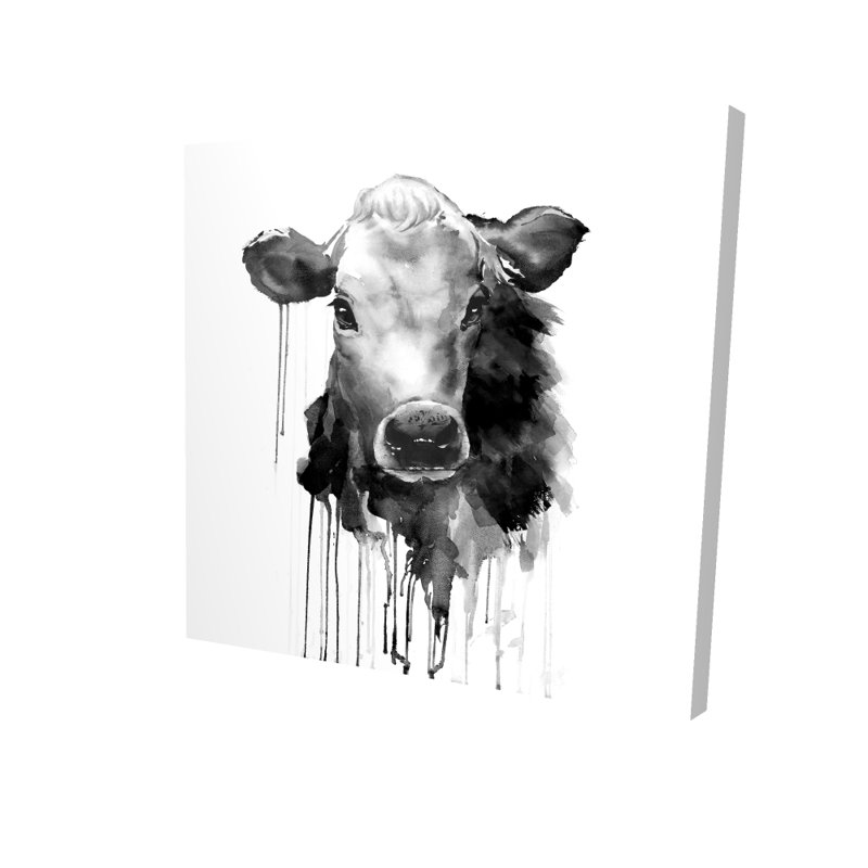 Toile de vache en jersey gris | Animaux de ferme, décoration murale