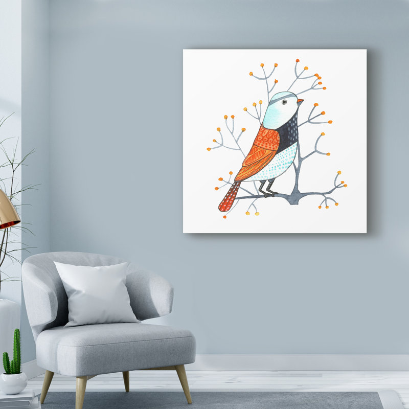 « oiseau design », reproduction de peinture à l’acrylique sur toile tendue 3 pi, H 35 po x l 35 po x P 2 po