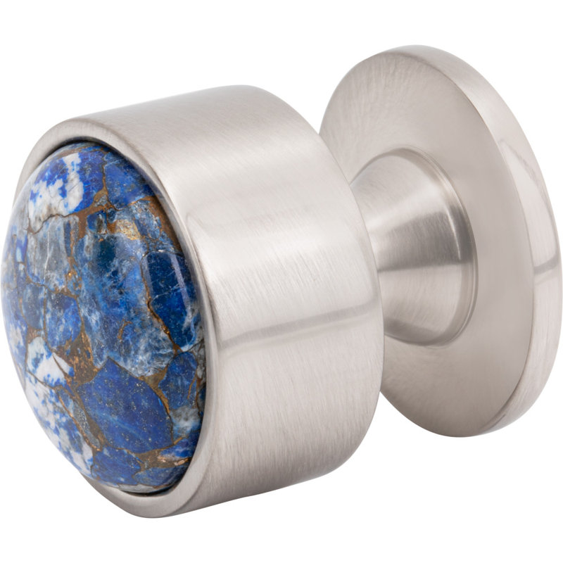 Firesky Diameter Knob, Brushed Satin Nickel, Mohave Lapis, 1 1/8"