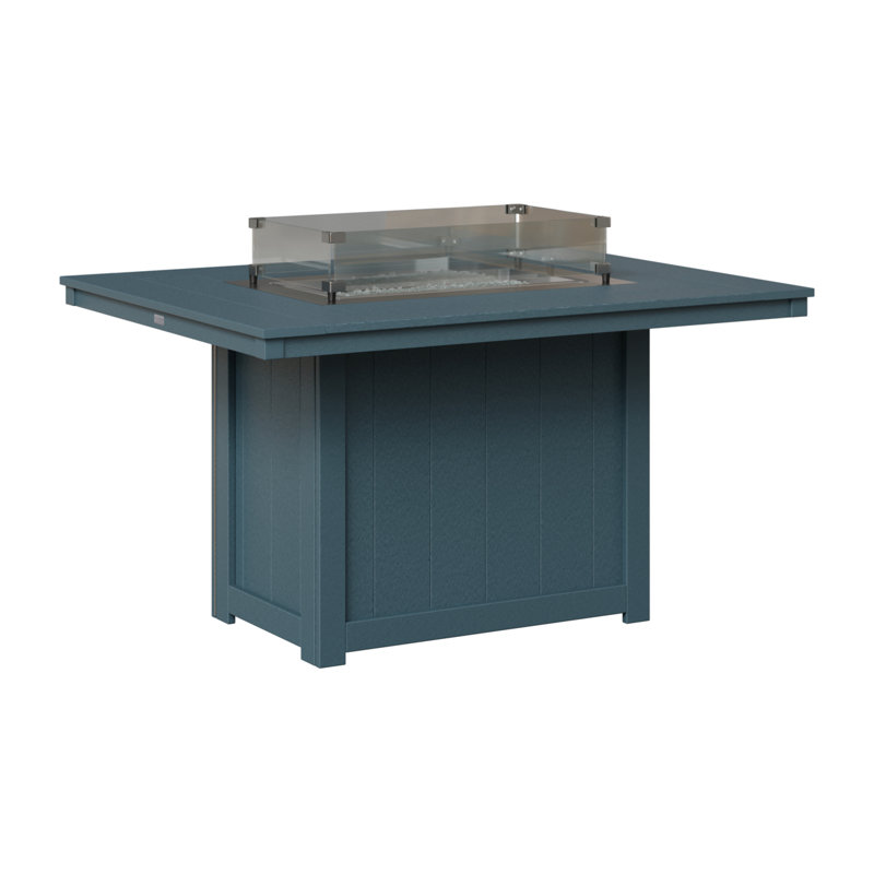 Berlin Gardens Donoma 54″ Rectangular Dining Fire Pit Table, 30.37" H x 41.37" W x 53.87" D, Slate