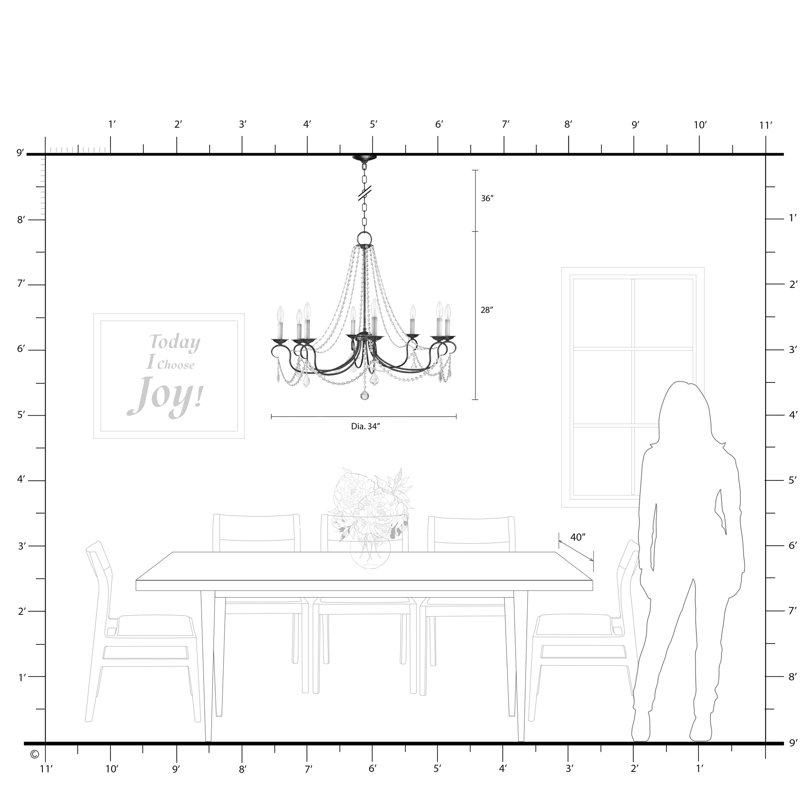 Lustre classique à 8 lumières de style bougie avec détails en cristal Fabio, Feuille d’argent antique