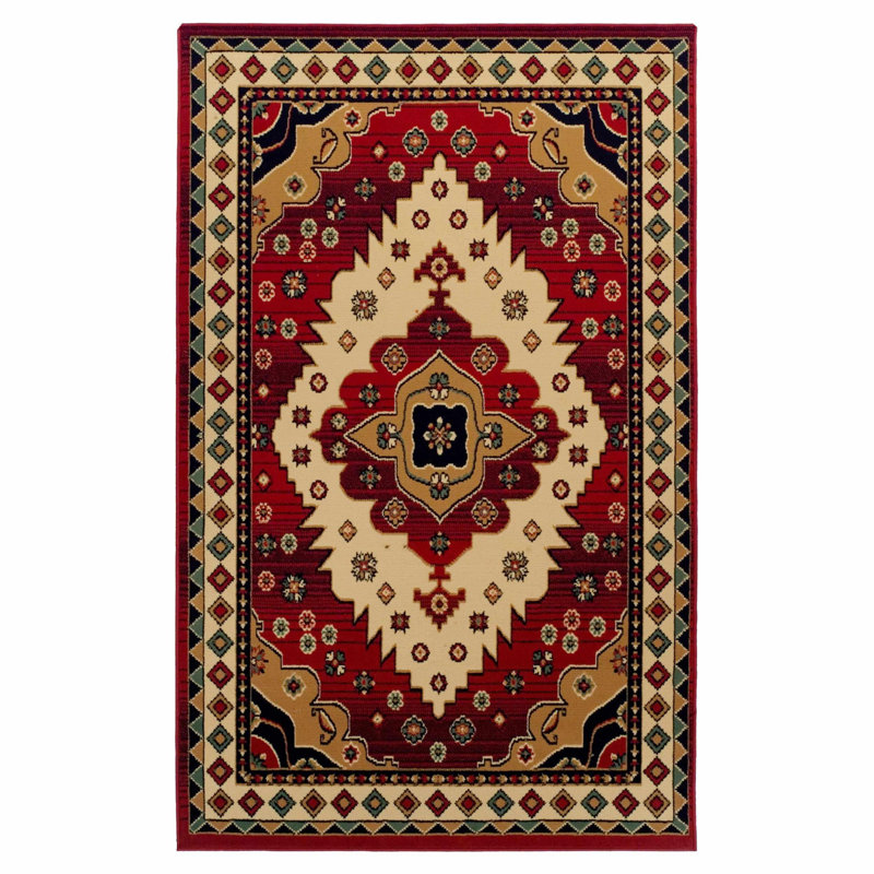Aztec Southwestern Medallion Oriental Power-Loomed Indoor Area Rug, Rectangle 6' x 9'
