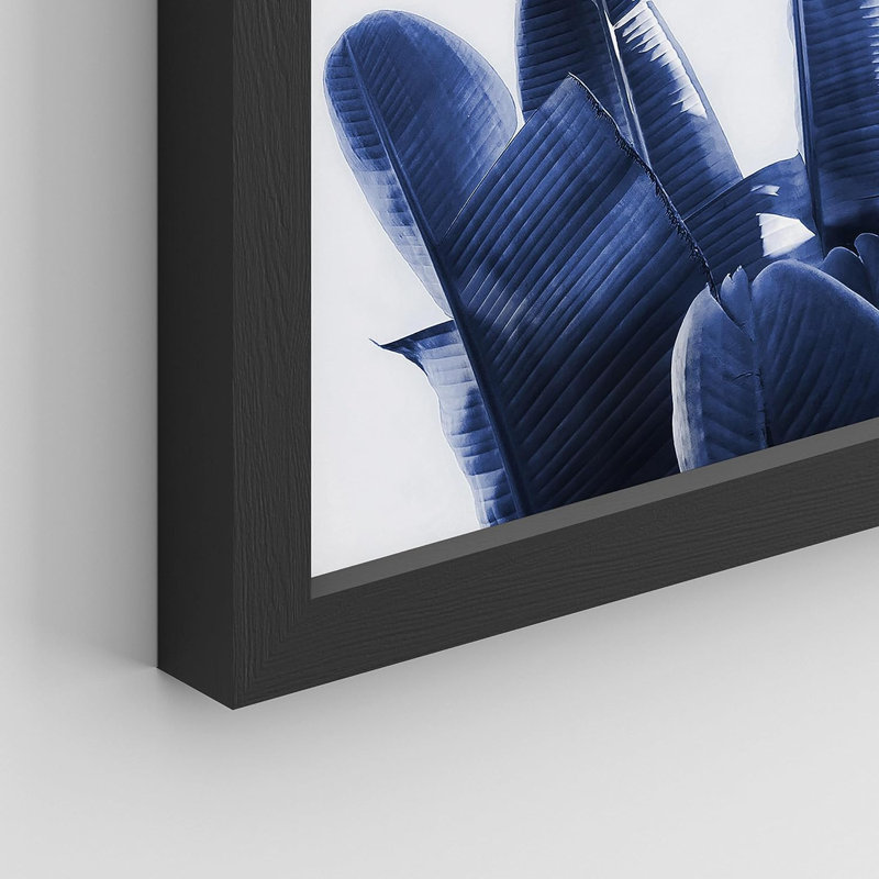 Reproduction de 4 pièces encadrées bleu marine et tropicales, Cadre noir, H 14 po x l 11 po x P 1 po