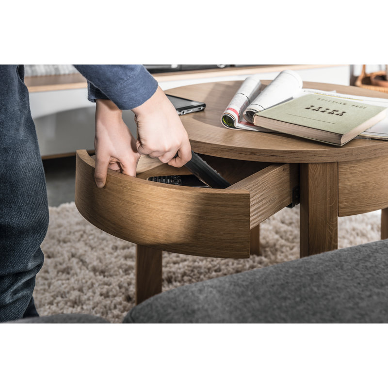 Shinde Wheel Coffee Table with Storage, Oak