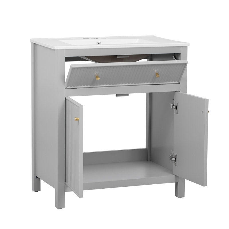 Ensemble de meuble-lavabo autoportant 30 po avec lavabo en céramique 30 po