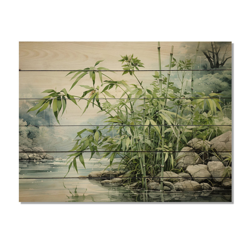 Larbi China Art Bamboo Serenity sur impression sur bois, H 30 po x l 40 po x P 0,78 po