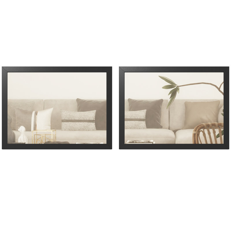 HOMCOM 30 x 40 cm Wall Bathroom Mirror, Vanity Mirror, Set of 2, Black