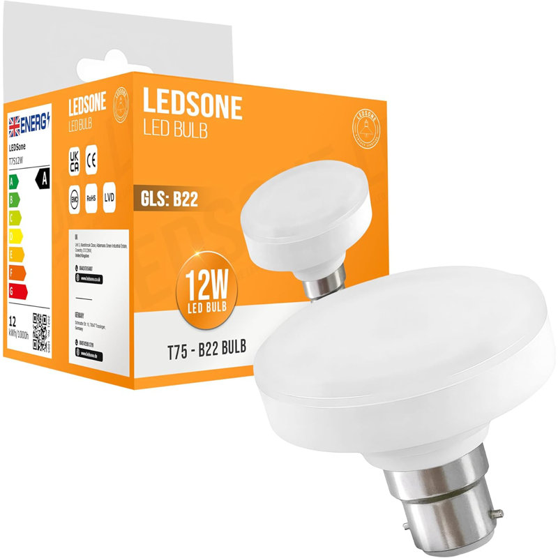 Bayonet LED Bulb, T75 R50 Reflector 12W (100W Equivalent) Cool White 6400K Non-Dimmbale 1200lm,B22 Flat SES LED Spotlight Bright Bulb Wide Angle Home Decoration Pack of 2