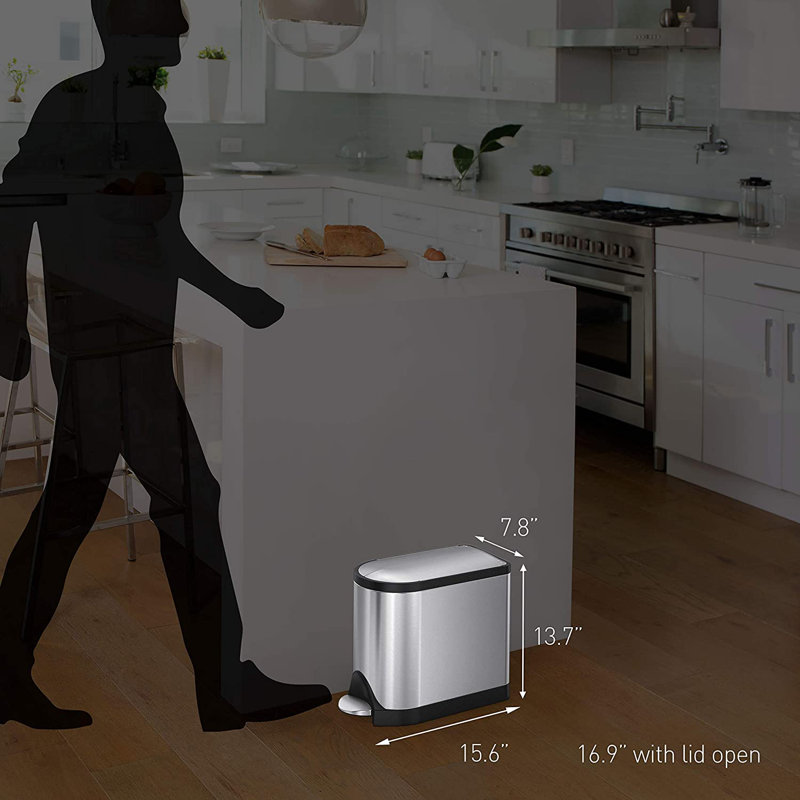 10-Litre Butterfly Step Pedal Bin, Stainless Steel