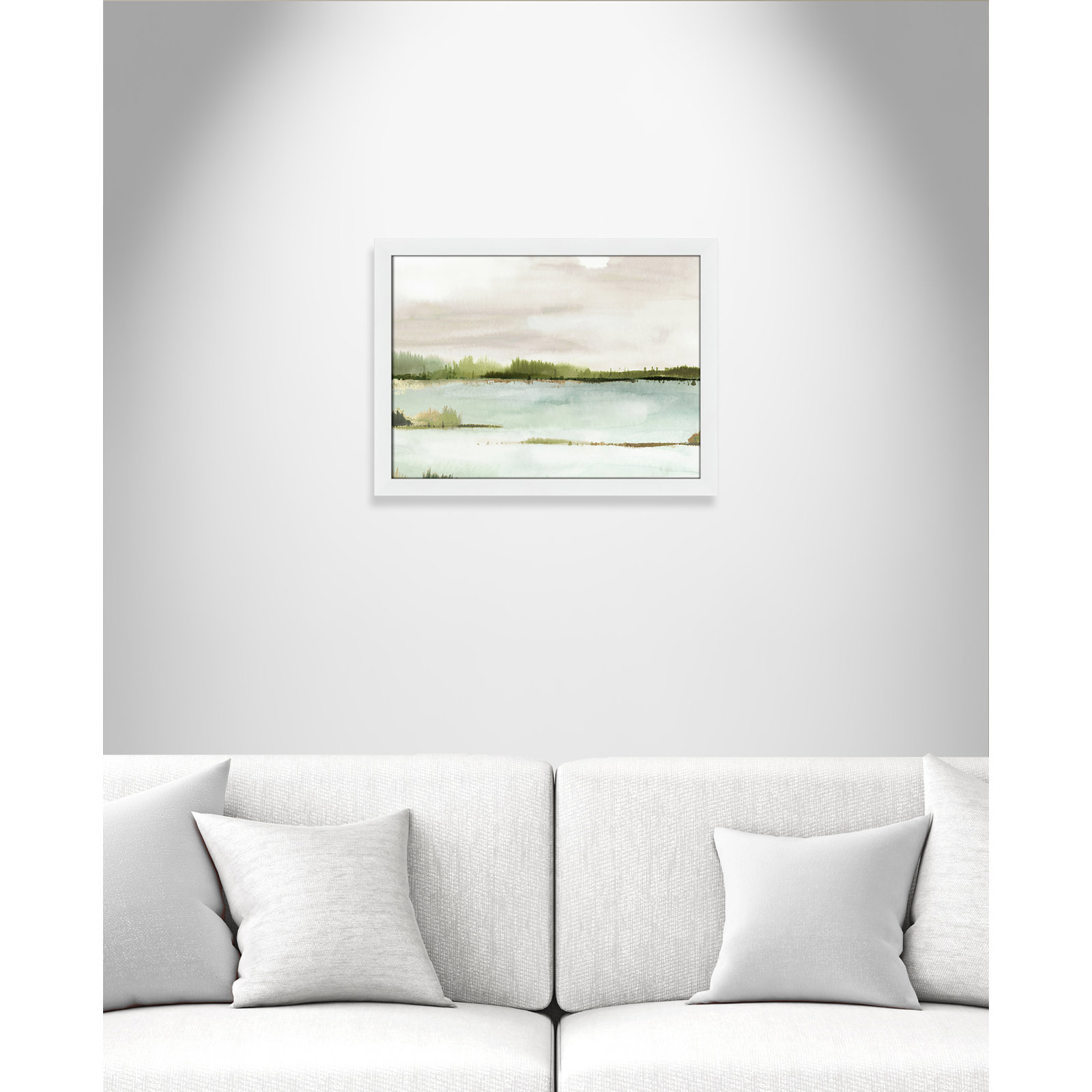 Adamsville "Silent Lake" Painting, 18" H x 24" W x 1.12" D, White Framed