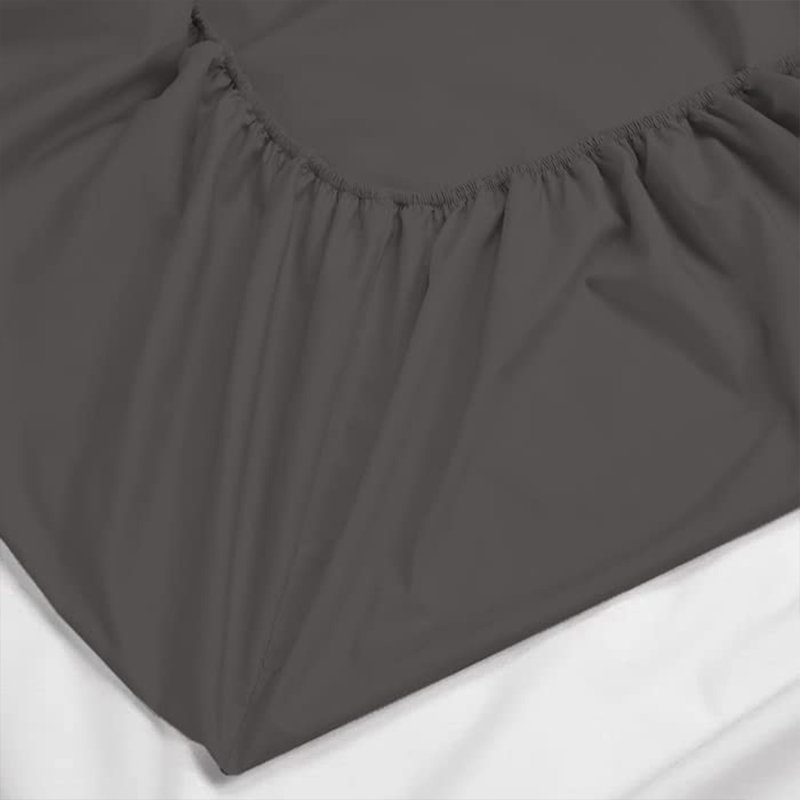 Aurelian 100% Cotton Percale Fitted Sheet, Charcoal, King