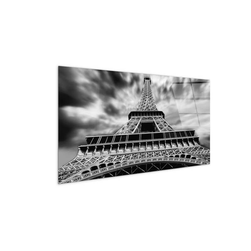 Eiffel Tower in the Sky B&W by Art Studio 50cm H x 100cm W High Quality Print on Frameless Panel, Lightweight, Ready to Hang