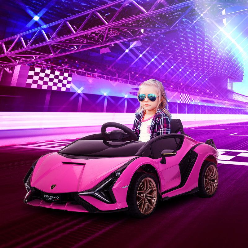 Goodyear Isabelle & Max Lamborghini Sian Licensed Electric Car for Kids 12V Ages 3-5, Pink