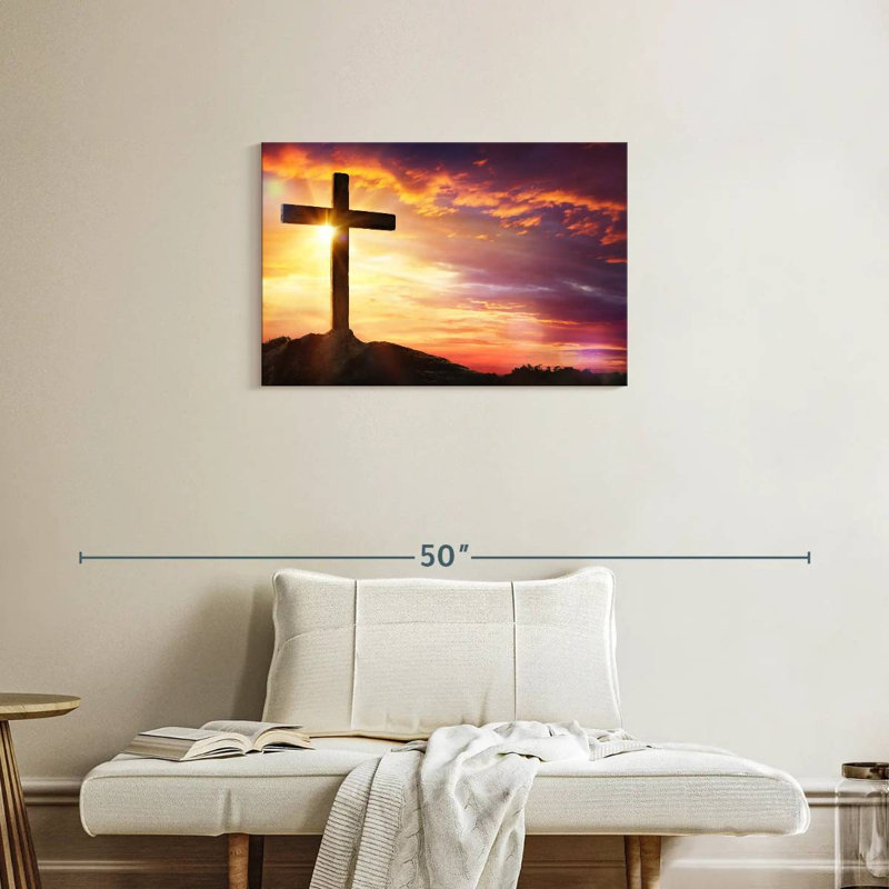 Adella Sunset With Cross, 20" H x 30" W