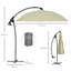 Bridon 2.7m Cantilever Parasol with Cross Base, Crank Handle, 16 Ribs-588712078