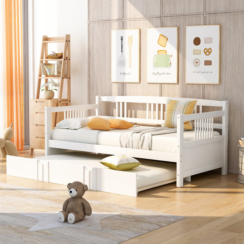 Lit de jour simple avec lit gigogne en bois, Lit simple
