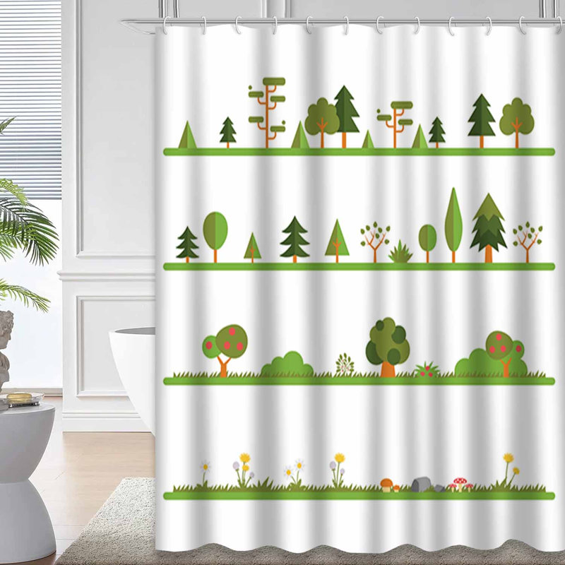 Rideau de douche avec 12 crochets Trees, L 72 po x l 78 po