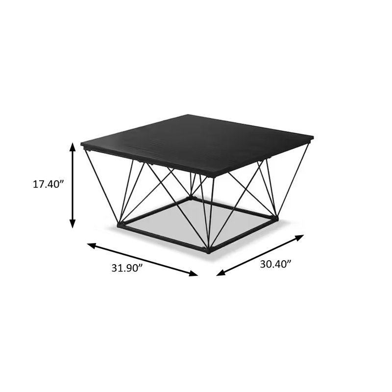 Ensemble de 3 tables de 31,5 po de style contemporain, noir, noir