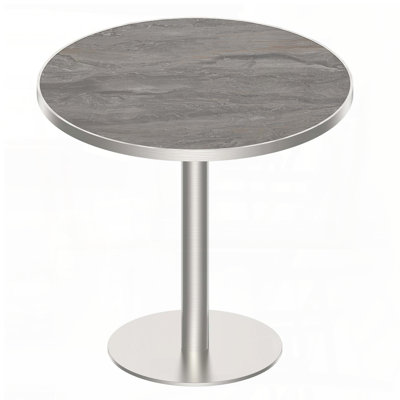 Table de salle à manger ronde en faux marbre avec pieds en titane doré (31,5 po)