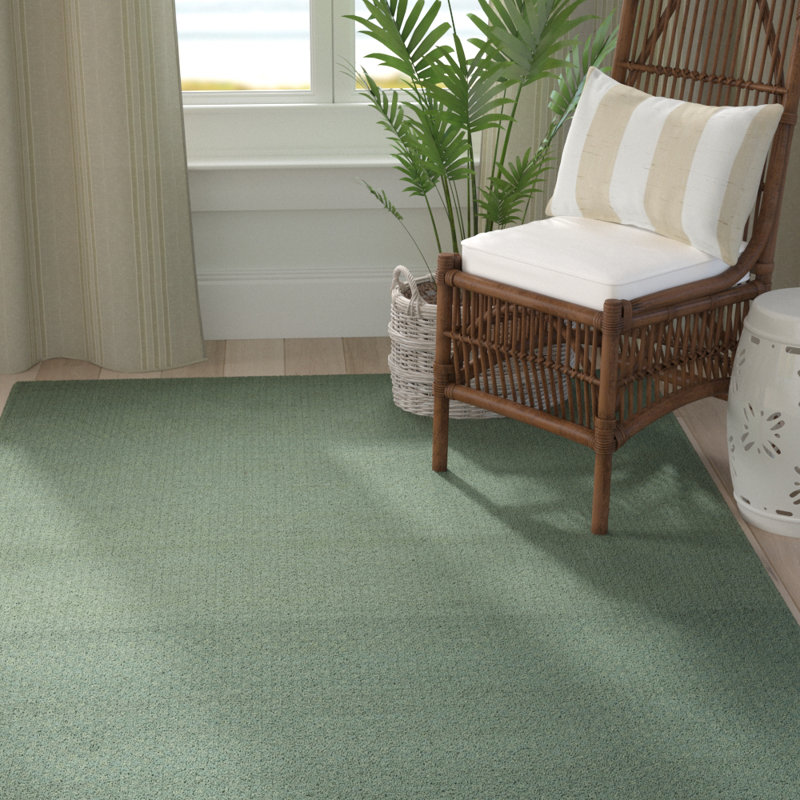 Tapis turquoise tissé à la main Hurst, Rectangle 5 pi x 7 pi