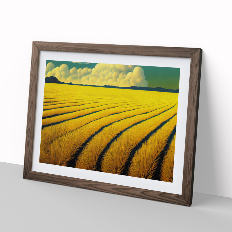 Exciting Wheat Field 1 Piece Single Picture Frame Wall Art, 46cm H x 64cm W x 2cm D, Walnut Framed
