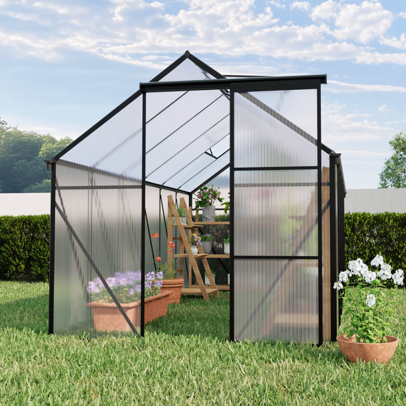6x12 Polycarbonate Greenhouse For Outdoor Backyard Black