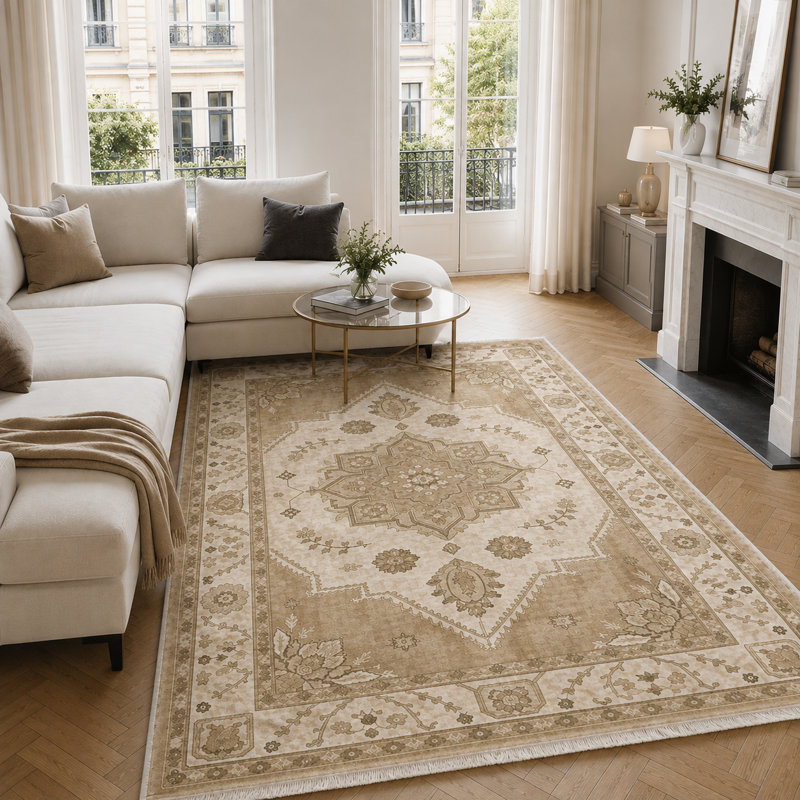 Vintage Look Cotton and Chenille Flatweave Area Rug, 80 x 150 cm