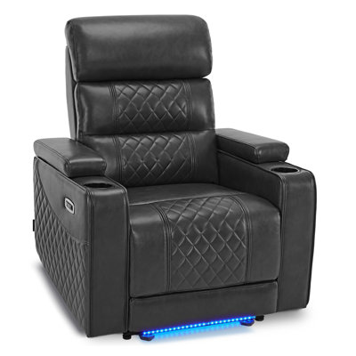 Power Recliner Chair with Adjustable Headrest, Reclining Sofa with Armrest Storage by Wrought Studio