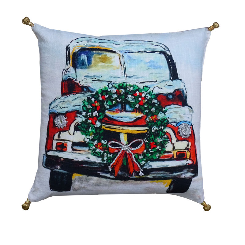 Appliqued and Embroidered Cotton and Velvet Pillow Cover