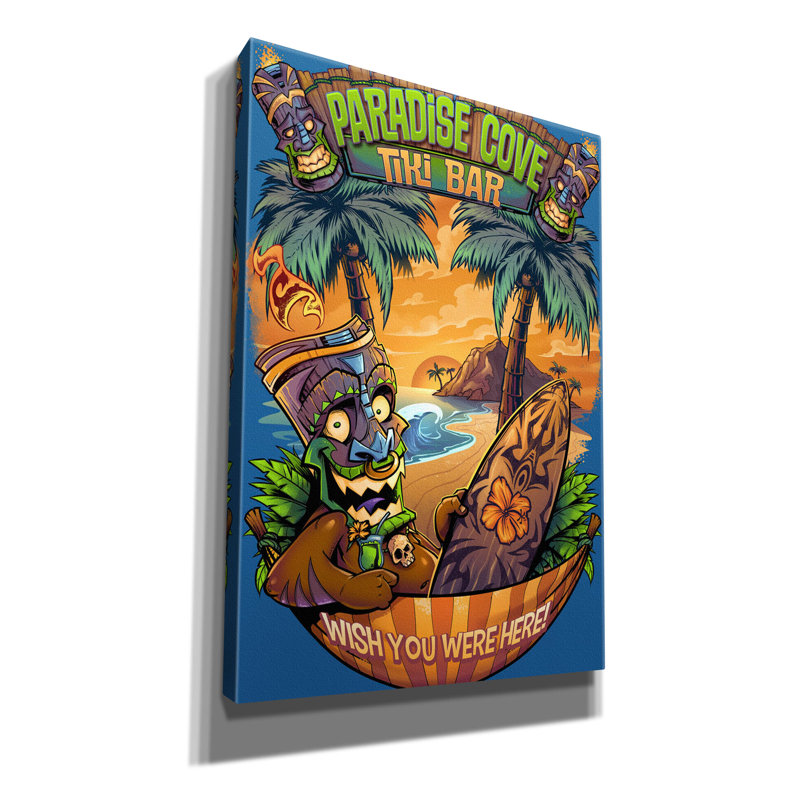 «Tiki Man Hammock» par Flyland Designs, art mural sur toile, H 26 po x l 18 po x P 0,75 po