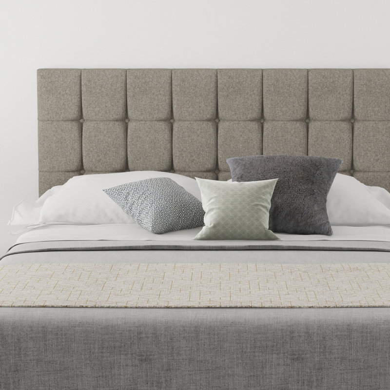 Wellington Upholstered Twill Headboard, Single (3'), Tweed Grey