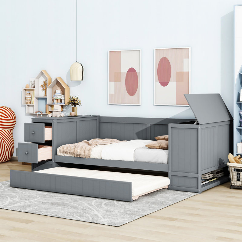Daybed With Storage Arms, Gray