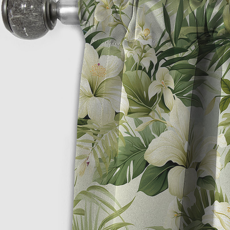 Neutral Oasis Iii - motif tropical - Rideau floral - Rideau occultant floral - 1 panneau, L 52 po x L 84 po