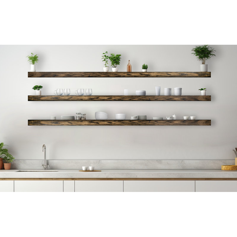 3 Piece Oak Floating Shelf, H 3 po x l 72 po x P 4 po