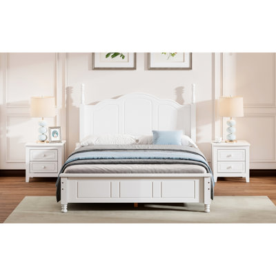 Retro Style Full Size Wood Platform Bed, White, Solid & Tenacious, Slat Supported, No Box Spring, Effortless Assembly Tips White Bed Frame, Resilient, Easy Originality