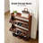 Shoe Cabinet with 2 Flip Drawers, Mid-Century Shoes Storage Cabinet with Anti-Tipping Device, Freestanding Fluted Shoe Organizer, Ideal for Entrance, Hallway, Bedroom, Living Room, Walnut
