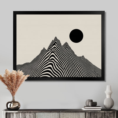 «Abstract Mountain Waves Vortex - Waves», art mural encadré noir moderne