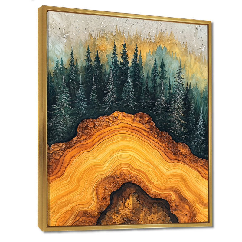 Forêt émeraude Ger Geralda, H 40 po x l 30 po, Reproduction avec cadre flottant, Doré