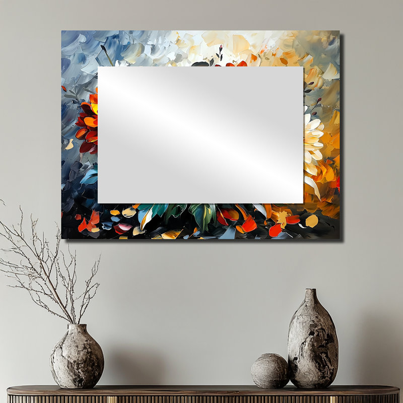 Abstrait dahlia orange I - décoration murale miroir floral - imprimé sur métal, 24 po x 32 po