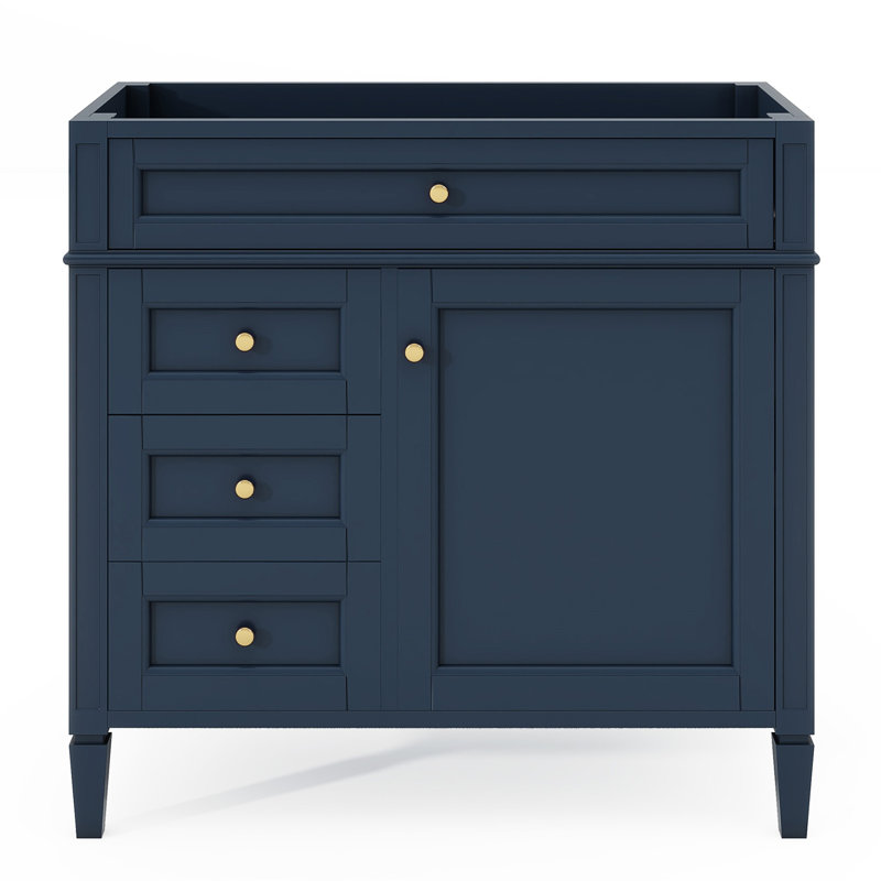Meuble-lavabo de 36 po sans lavabo supérieur, armoire de rangement moderne avec 2 tiroirs et un tiroir basculant, structure en bois massif