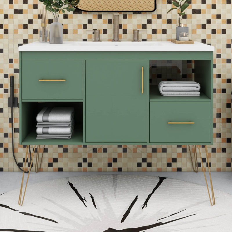 Ensemble de meuble-lavabo 36 po avec lavabo en résine 36 po et 2 tiroirs