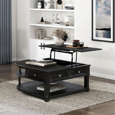 Table basse gris anthracite avec rangement et compartiments de rangement