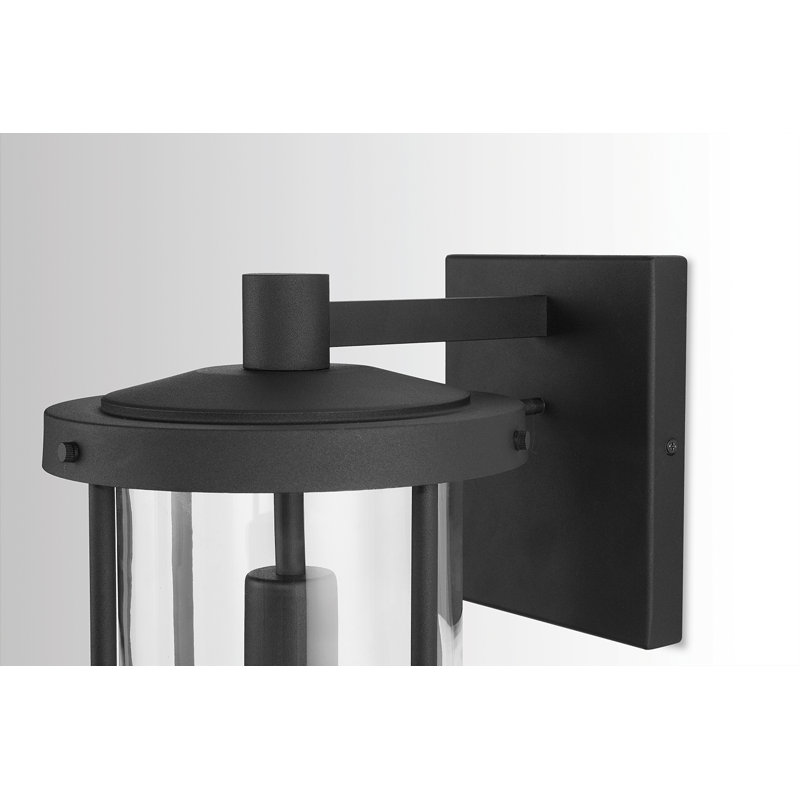  Lanterne murale d'extérieur en verre transparent noir à 1 ampoule, H 18,5 po x l 8,25 po x P 11,25 po