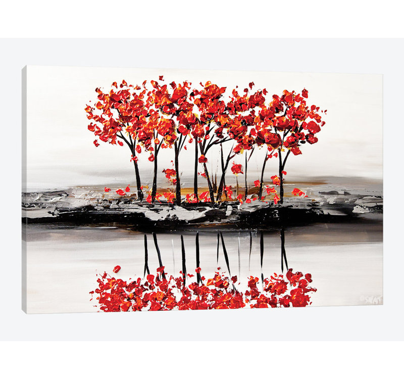 « red fleur », impression sur toile, H 12 po x l 18 po x P 1,5 po, Toile tendue