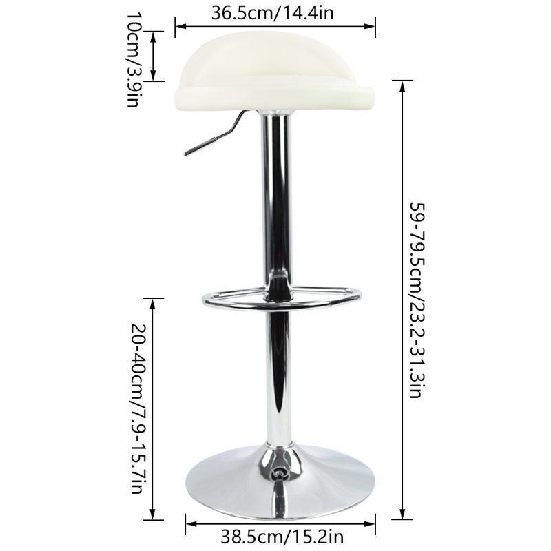 Tabouret de bar rotatif à hauteur ajustable Temelec, Blanc