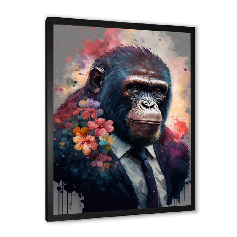 Art floral mignon - image sur toile, Impression noire sur toile encadrée, H 20 po x l 12 po x P 1 po