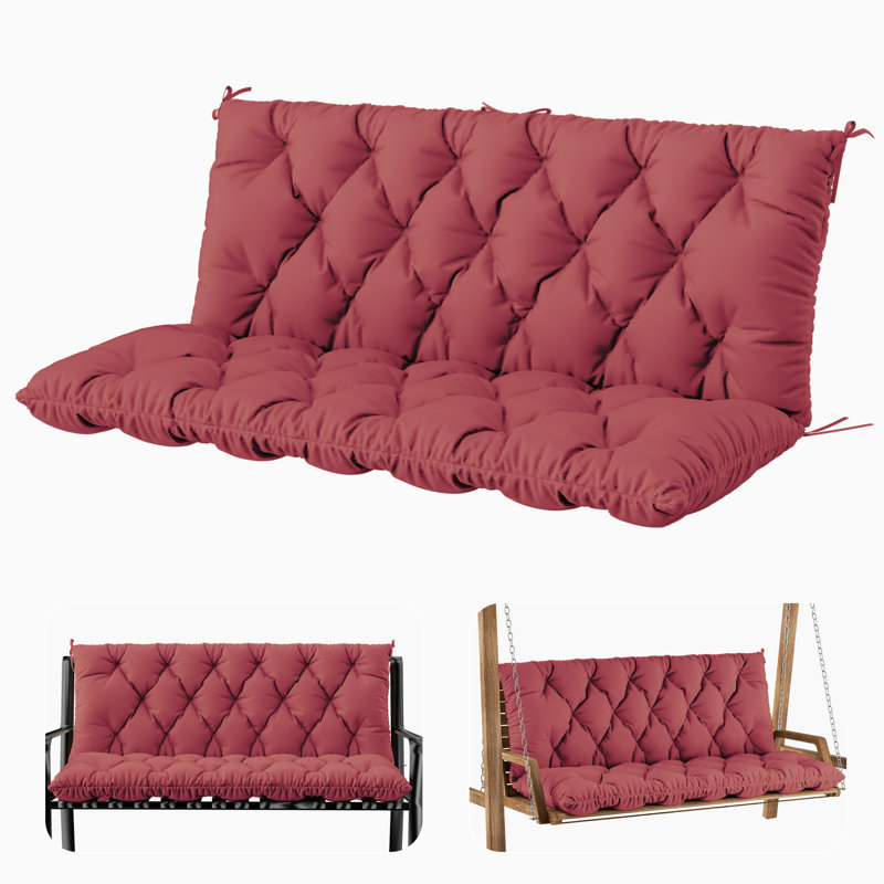 Coussin de banc d'extérieur Wynee, L 59,5 po x P 20 po, Rouge / fuchsia