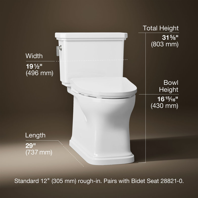 Claude by Studio McGee Hidden Cord Two-Piece Elongated Toilet With Skirted Trapway, 1.28 Gpf