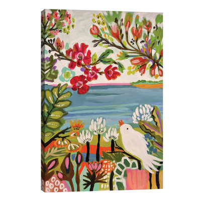 Birds In The Garden II by Karen Fields - Wrapped Canvas Print
